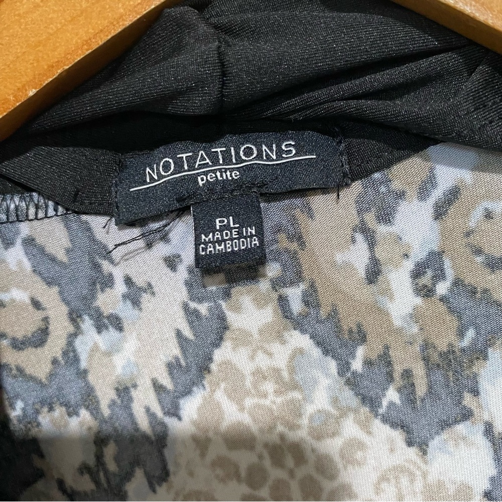Notations Women's Black and Tan Patterned Long Sleeve Top Size PL‎ - Picture 5 of 13
